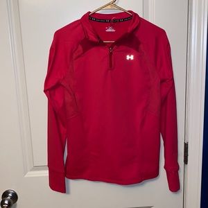 Pink UA womens heavyweight quarter zip womens size large
